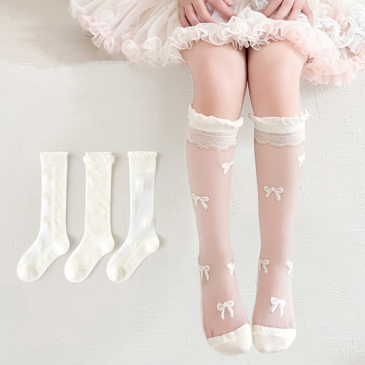 3 Pairs Lace Bow Baby Girl Lon - Baby Sock Oximeter recension och pris