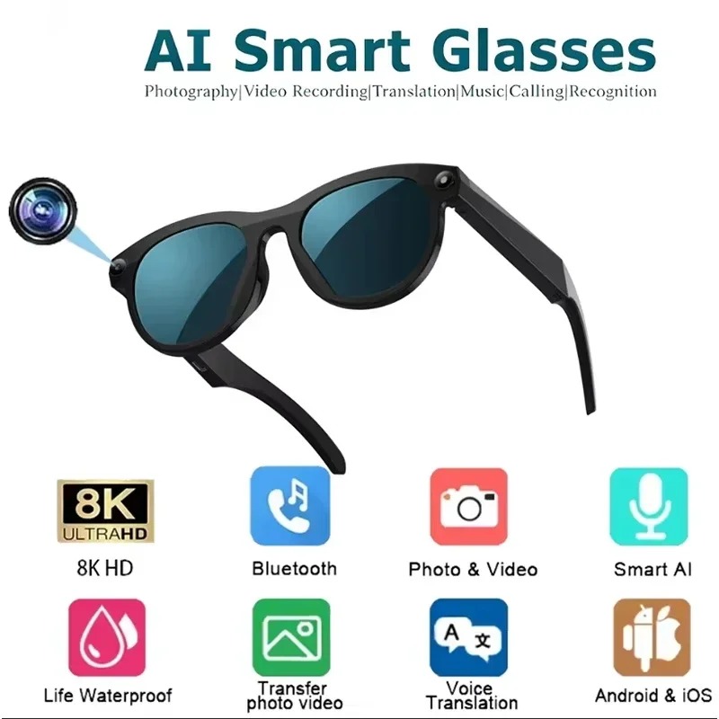 8KHD Smart AI Glasses Color Ch - Smart Glasses Lens recension och pris