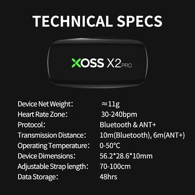 XOSS X2 Pro Chest Strap Heart  - Breath Rate Monitor recension och pris
