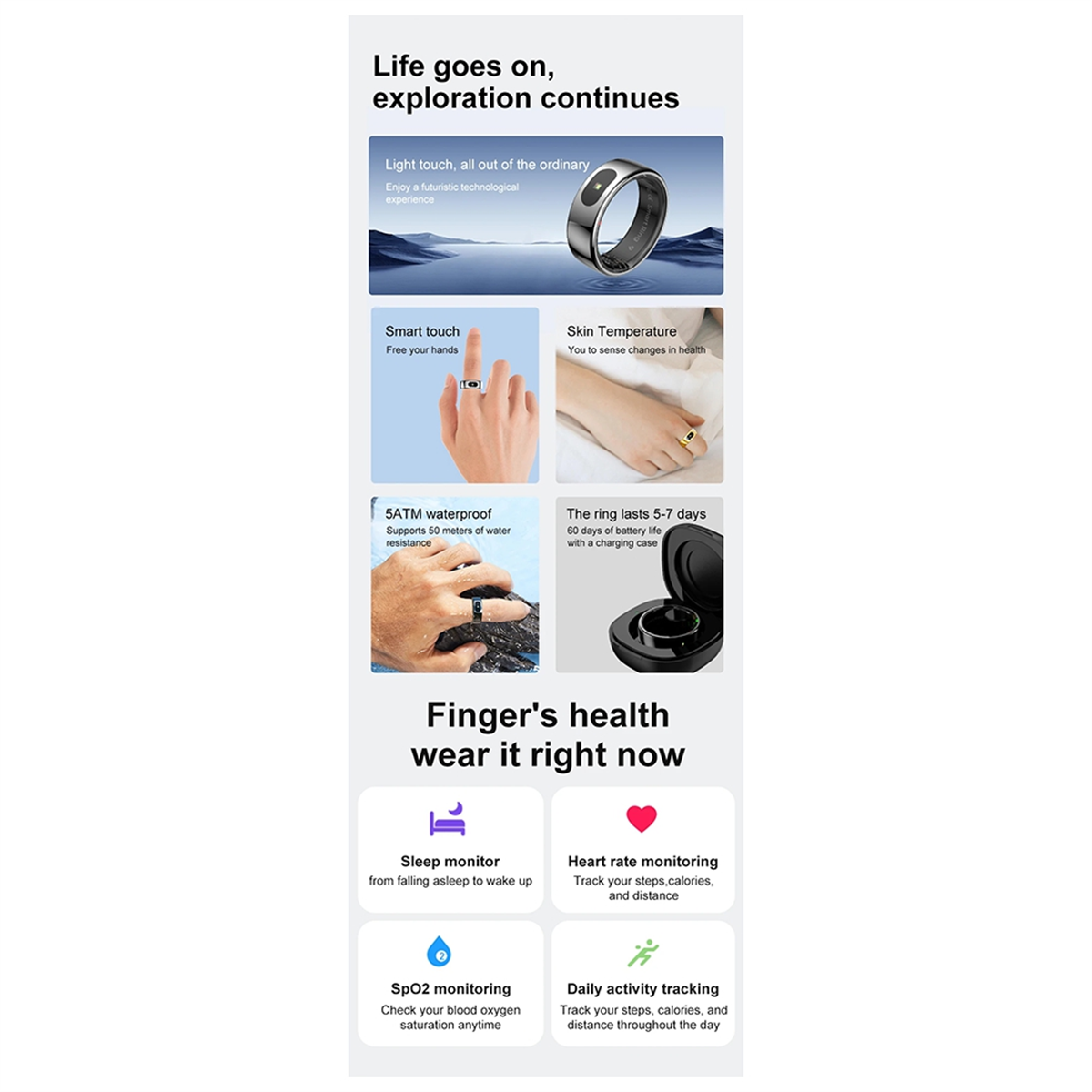 QA88X R08 Waterproof Smart Rin - Temperature Ring Skin recension och pris