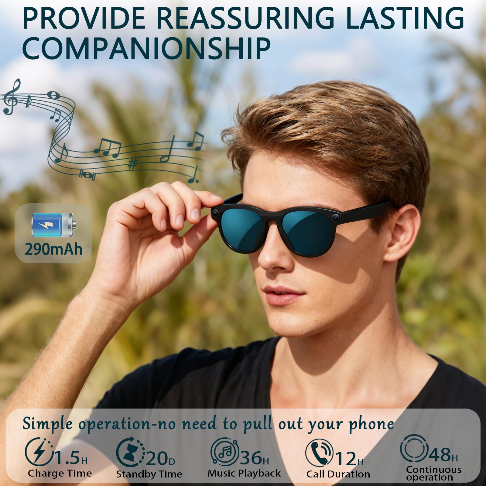 Black Smart Ai Glasses for Men - Smart Glasses Lens recension och pris