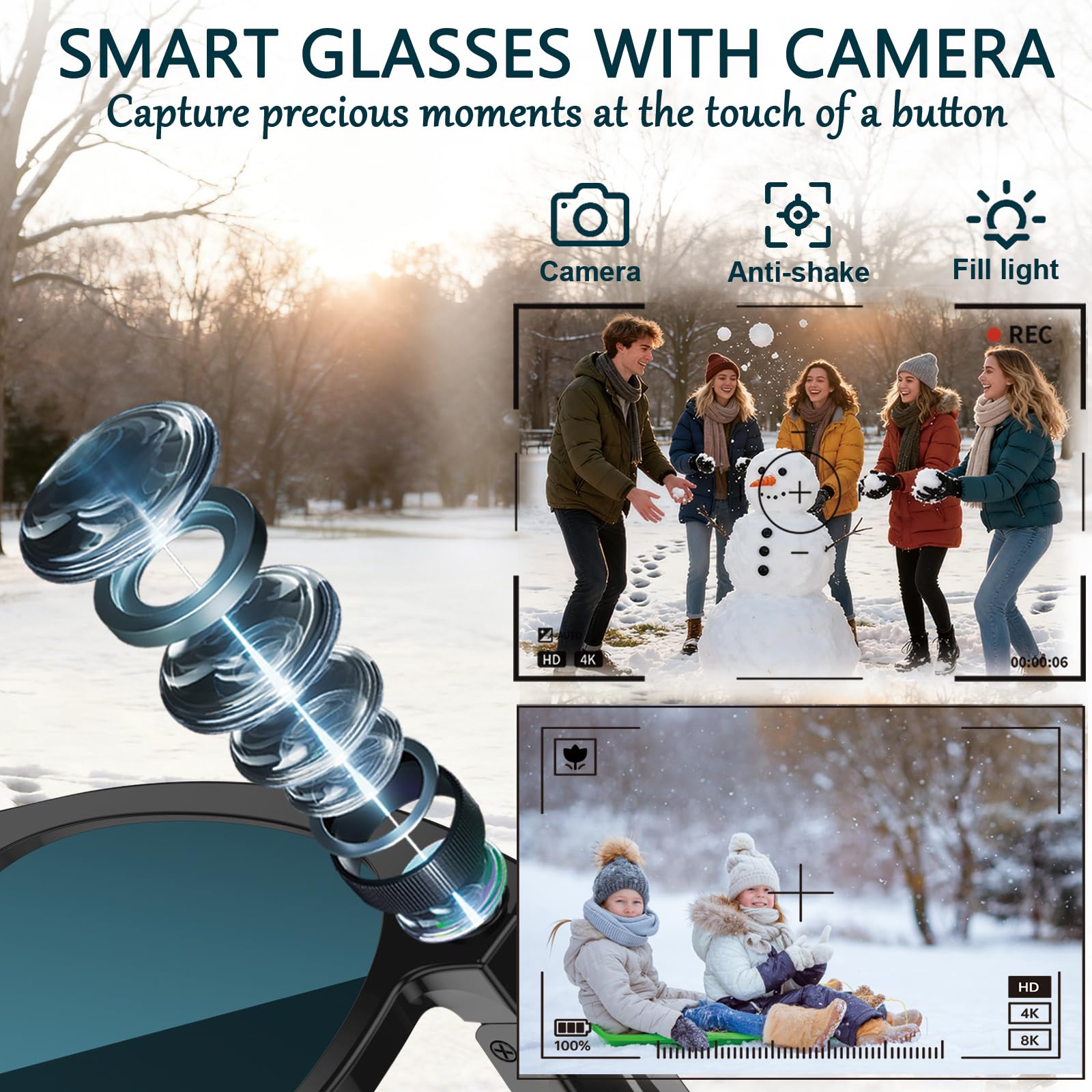 Black Smart Ai Glasses for Men - Smart Glasses Lens recension och pris